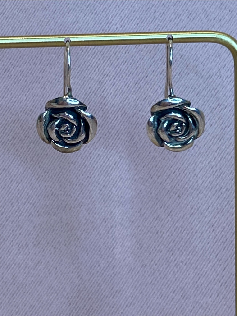 Artisan Sterling Silver Rose Drop Earrings